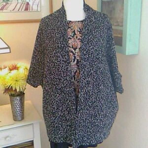 BB Dakota Black and White Marled Open-Front Cardigan
